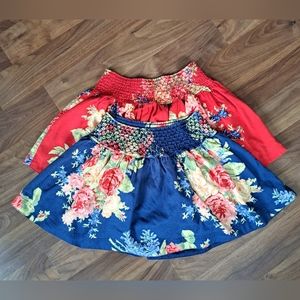 Juniors Abercrombie and Fitch Red and Blue Floral Skirt Set